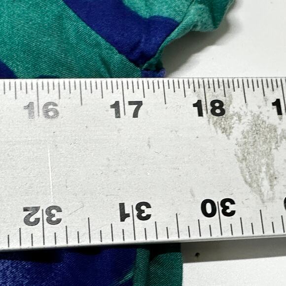 Vintage Miss Scarlett Midi Dress Size 12 Petite Blue Green Short Sleeve Artsy - Picture 7 of 8